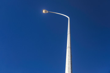 Electricity street pole. LED light. Industrial And Commercial LED light for street pole. LED light lamp stock photo