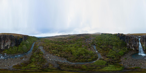 Taranaki Fall Aerial 360 Virtual Reality View, Tongariro Crossing, New Zealand