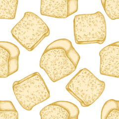 Seamless pattern with hand drawn pastel croissants and bread