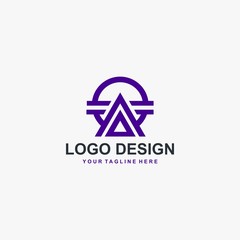 Triangle logo element icon design, circle shape design, outline logo design for business company.