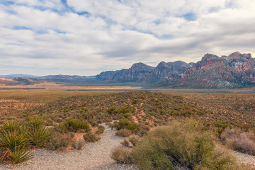 Rare snow on the mountains surrounding the Red Rock Canyon National Conservation Area.Nevada.USA
