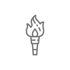 Torch flame, prehistoric fire line icon.