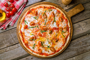Italian pizza Margherita on the board