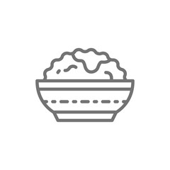 Bowl of rice, japanese cuisine line icon.