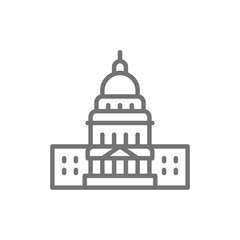 Naklejka premium United States Capitol, famous American buildings line icon.