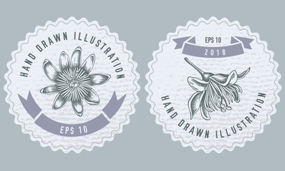 Monochrome labes with passion flower