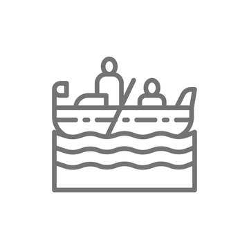 recommend clip art: Venice gondola, gondolier line icon.