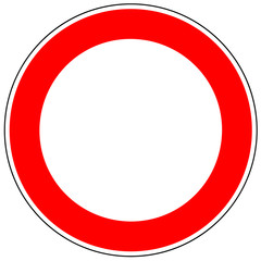 No Traffic Red Sign - Circular road sign in red and white color