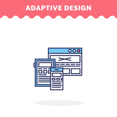 Responsive web design line icon, vector. Flat design. Advantage icon.
