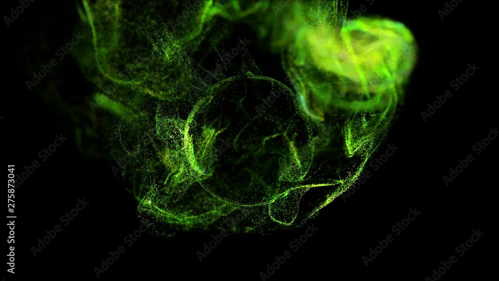 Poster 4k glow particles move in liquid flow and stumble upon a force field in the center of frame pushing 