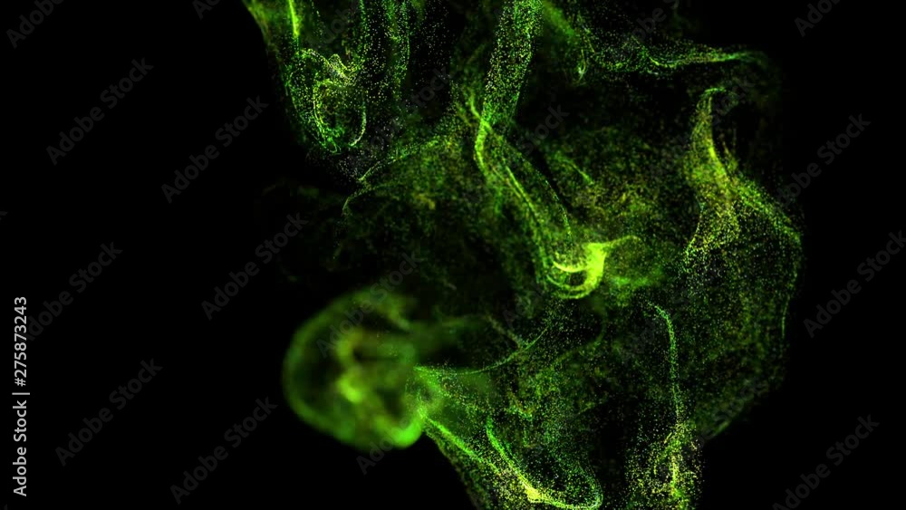 Poster 4k glow particles move in liquid flow and stumble upon a force field in the center of frame pushing 