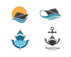 cruise ship Logo Template vector icon illustration design