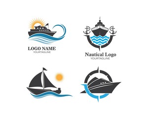 Naklejka premium cruise ship Logo Template vector icon illustration design