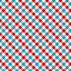 Blue and Red Gingham pattern. Texture from rhombus/squares for - plaid, tablecloths, clothes, shirts, dresses, paper, bedding, blankets, quilts and other textile products. Vector illustration EPS 10