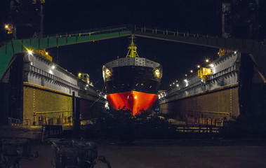 ship in the ship year at night