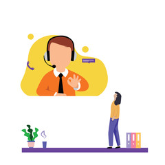 Customer Service, Call Center for online Shopping and Business Concept Vector Template Design Illustration