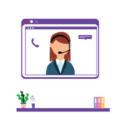Fototapeta na wymiar Customer Service Interactive , Call Center for online Shopping and Business Concept Vector Template Design Illustration