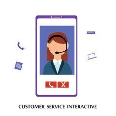 Customer Service Interactive , Call Center for online Shopping and Business Concept Vector Template Design Illustration