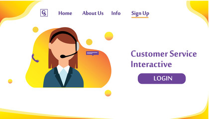 Landing Page Website Customer Service Interactive , Call Center for online Shopping and Business Concept Vector Template Design Illustration