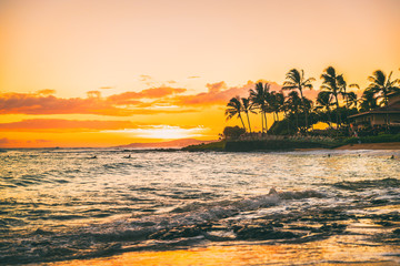 Hawaii beach sunset summer paradise vacation landscape. - Powered by Adobe