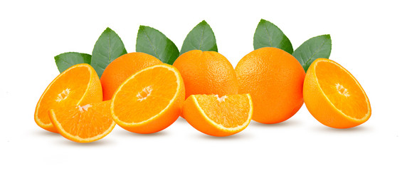 Fresh orange on white background