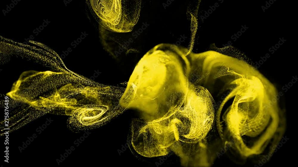 Poster 4k glow particles move in liquid flow and stumble upon a force field in the center of frame pushing 