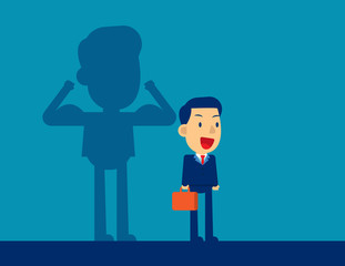 Business man with a shadow career strength. Concept business success vector illustration, Strong, Successful, Kid flat cartoon style design