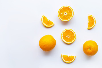 Fresh orange citrus fruits on white