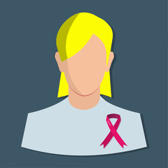 women wearing ribbon pink for breast cancer awareness concept symbol vector illustration