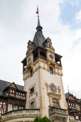 Beautiful facade of Peles Castle in Sinaia Romania