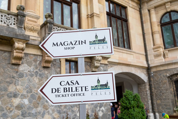 Tourist information at the Peles Castle