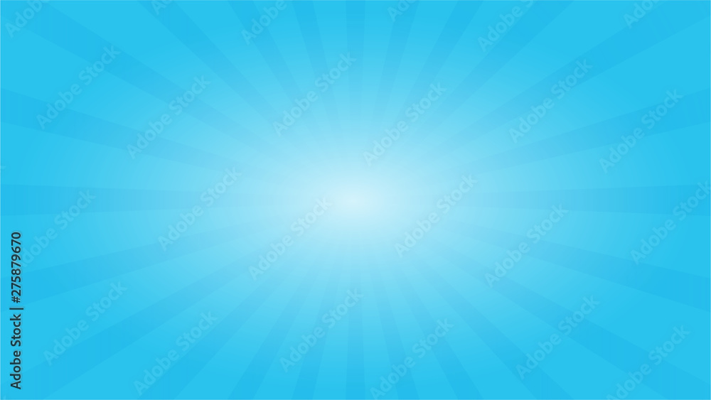Poster abstract blue sky background with starburst effect. and sunburst beams element.