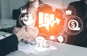 Digital Marketing Technology Solution for Online Business Concept - Graphic interface showing...
