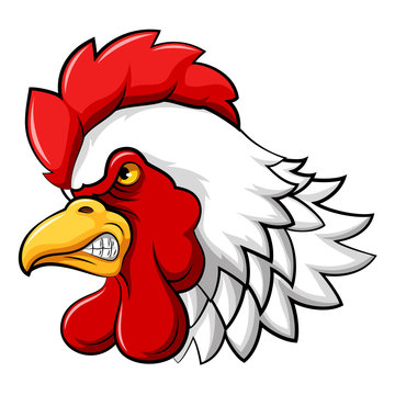 Aggressive rooster head mascot