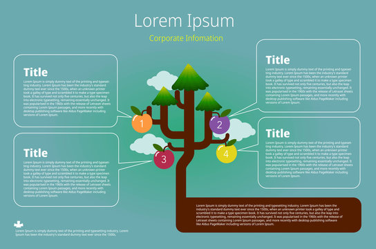 Flat Design Tree Infographic For Business Presentation