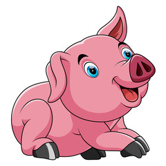cute pretty pig cartoon