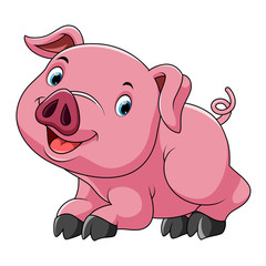 cute pink pig cartoon