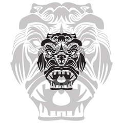 angry gorrila illustration in white and black colour