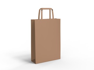 Blank template of shopping Paper Bag 3d illustration for branding design and mock up.