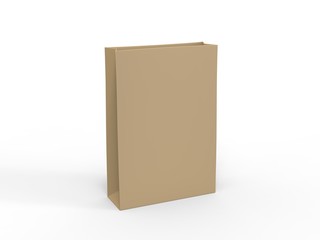 Blank template of shopping Paper Bag 3d illustration for branding design and mock up.