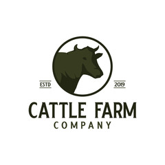 Cattle farm logo with cow head