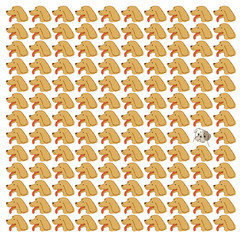 Fototapeta premium English cocker dog pattern with a french bulldog pop out in the middle