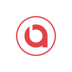 vector illustration letter a negative space letter b with circle icon logo design red color