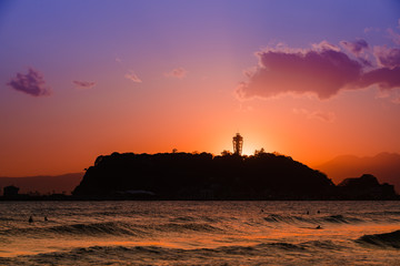 江の島シーキャンドルの夕暮れ