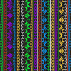 Tribal seamless texture. Endless traditional pattern Decorated strips of triangles and squares. Cloth, Wrap or Wallpaper.   Vector image