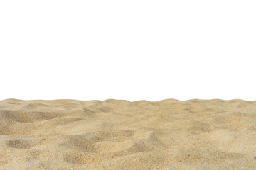Yellow beach sand texture di-cut on white background.