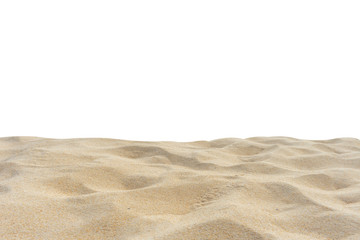 Fototapeta na wymiar Yellow beach sand texture di-cut on white background.