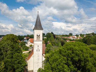Allgäu Wolfegg Kirche von oben