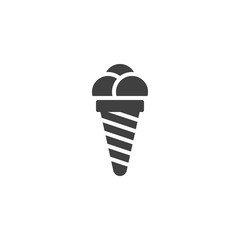 Cone ice cream vector icon. filled flat sign for mobile concept and web design. Ice cream scoops glyph icon. Summer snack symbol, logo illustration. Vector graphics
