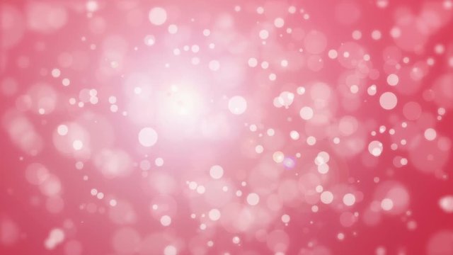 Beautiful glowing pink red bokeh background with floating light particles.
